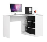 Akord Bureau d'angle avec caisson - Blanc mat