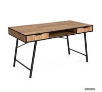 AKORD Bureau Informatique Arden Industriel Chêne Craft 120 Cm | Bureau avec 2 Tiroirs, 1 Étagère, Bureau de Travail avec Pieds Noirs Stables