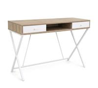 AKORD Bureau Informatique CROSSLINE Industriel Chêne Sonoma 120 Cm | Bureau avec 2 Tiroirs, 1 Étagère, Bureau de Travail avec Pieds Noirs Stables