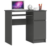 AKORD Bureau Informatique d'ordinateur Piksel | Tablette Clavier | Droit | Desk | 1 Tiroir et 1 Compartiment avec Porte | Table d’étude | L90 x H77 x P50 cm | Gris Graphite