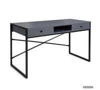AKORD Bureau Informatique ELONIS Industriel Graphite 123 Cm | Bureau avec 2 Tiroirs, 1 Étagère, Bureau de Travail avec Pieds Noirs Stables