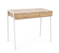 AKORD Bureau Informatique ZENTIA Industriel Chêne Artisan 100 Cm | Bureau avec 2 Tiroirs, Bureau de Travail avec Pieds Noirs Stables