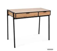AKORD Bureau Informatique ZENTIA Industriel Chêne Craft 100 Cm | Bureau avec 2 Tiroirs, Bureau de Travail avec Pieds Noirs Stables