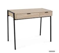 AKORD Bureau Informatique ZENTIA Industriel Chêne Sonoma 100 Cm | Bureau avec 2 Tiroirs, Bureau de Travail avec Pieds Blancs Stables