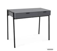 AKORD Bureau Informatique ZENTIA Industriel Graphite 100 Cm | Bureau avec 2 Tiroirs, Bureau de Travail avec Pieds Noirs Stables