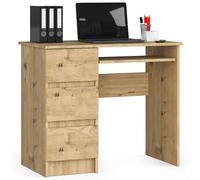 AKORD Bureau Ordinateur A-6 avec Tablette Clavier | L90 x H77 x P50 cm 30 kg | 3 Tiroirs | Petit Bureau de Chambre PC Desk Table Enfant | Chêne Artisanal