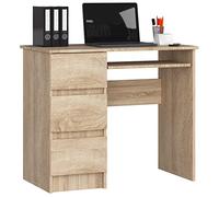 Bureau d'ordinateur AKORD gauche A6 Chêne Sonoma 90 cm 3 tiroirs façade Chêne Sonoma 1 étagère 90x50x77 cm Chêne Sonoma G