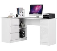 AKORD Bureau Ordinateur D`Angle B-20 | L155 x H77 x P85 60 kg | 3 Tiroirs 2 Étagères Étagère avec Porte | Grand Bureau de Chambre PC Desk Table