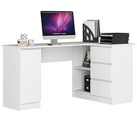 AKORD Bureau Ordinateur D`Angle B-20 | L155 x H77 x P85 60 kg |3 Tiroirs 2 Étagères Étagère Porte | Grand Bureau de Chambre PC Desk Table