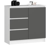 Akord Commode 1 porte 3 tiroirs - Blanc