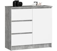 Akord Commode 1 porte 3 tiroirs - Blanc