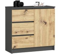 Akord Commode 1 porte 3 tiroirs - Gris