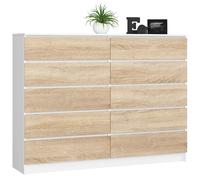Akord Commode 10 tiroirs - Blanc chêne sonoma