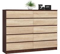 Akord Commode 10 Tiroirs Wengé/Chêne Sonoma 160X40X121