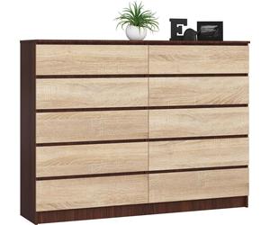 Akord Commode 10 Tiroirs Wengé/Chêne Sonoma 160X40X121