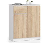 Akord Commode 2 portes 1 tiroir - Blanc chêne sonoma