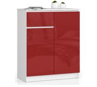Akord Commode 2 portes 1 tiroir - Blanc rouge