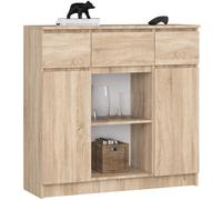Akord Commode 2 Portes 3 Tiroirs 1 Petite Porte Chêne Sonoma 101X35X98