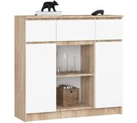 Akord Commode 2 Portes 3 Tiroirs 1 Petite Porte Chêne Sonoma/Blanc 101X35X98