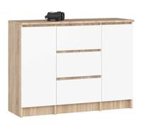 Akord Commode 2 portes 3 tiroirs - Chêne sonoma/blanc