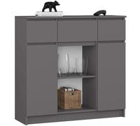 Akord Commode 2 portes 3 tiroirs - Gris graphite