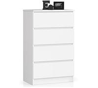 AKORD Commode 4 Tiroirs | 60x99x40 cm | Moderne Commode de Salon | Armoire Latérale Haut Buffet | Vaisselier Salle à Manger Chambre Couloir Salle de Bain Entree | Poids 35 kg | Blanche