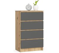 AKORD Commode 4 Tiroirs | 60x99x40 cm | Moderne Commode de Salon | Armoire Latérale Haut Buffet | Vaisselier Salle à Manger Chambre Couloir Salle de Bain Entree | Poids 35 kg | Chêne Artisanal