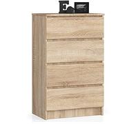 AKORD Commode 4 Tiroirs | 60x99x40 cm | Moderne Commode de Salon | Armoire Latérale Haut Buffet | Vaisselier Salle à Manger Chambre Couloir Salle de Bain Entree | Poids 35 kg | Chêne Sonoma
