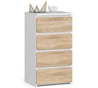 Akord Commode 4 tiroirs - Blanc/chêne