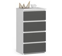 Akord Commode 4 tiroirs - Blanc/gris