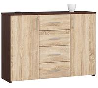 AKORD Commode 4 Tiroirs et 2 étagères avec Portes K45 | L110 x H80 x P35 cm | Moderne Bahut Meubles de Salon TV | Buffet Salle a Manger Chambre | Poids 43 kg
