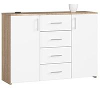 AKORD Commode 4 Tiroirs et 2 étagères avec Portes K45 | L110 x H80 x P35 cm | Moderne Bahut Meubles de Salon TV | Buffet Salle a Manger Chambre | Poids 43 kg