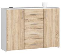 AKORD Commode 4 Tiroirs et 2 étagères avec Portes K45 | L110 x H80 x P35 cm | Moderne Bahut Meubles de Salon TV | Buffet Salle a Manger Chambre | Poids 43 kg