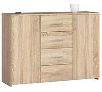 AKORD Commode 4 Tiroirs et 2 étagères avec Portes K45 | L110 x H80 x P35 cm | Moderne Bahut Meubles de Salon TV | Buffet Salle a Manger Chambre | Poids 43 kg