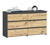 Akord Commode 6 Tiroirs Gris Graphite/Chêne Artisan 100X35X57