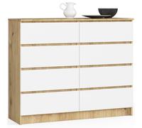 Akord Commode 8 tiroirs - Blanc chêne