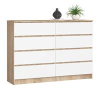 Akord Commode 8 tiroirs - Chêne sonoma/blanc
