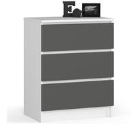 AKORD | Commode à tiroirs | Table de Nuit | Armoire à comode | Idéal pour Les Petits Objets | Caisson à roulettes | Panneau stratifié | Durable | Design élégant | Garanti | Blanc/Gris Graphite