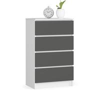 AKORD | Commode à tiroirs | Table de Nuit | Armoire à comode | Idéal pour Les Petits Objets | Caisson à roulettes | Panneau stratifié | Durable | Design élégant | Garanti | Blanc/Gris Graphite