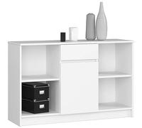 AKORD Commode B-17 120 cm 1 Porte et Un tiroir pour Le Salon| Chambre | Salon Armoire Design Fonctionnel Elégant Panneau Stratifié 16mm | Couleur Blanc