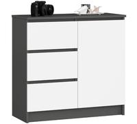 Akord commode buffet 1 porte 3 tiroirs - Blanc