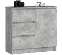 Akord Commode buffet 1 porte 3 tiroirs - Gris clair