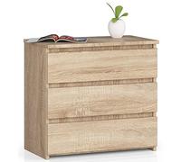 AKORD Commode CL-3 avec 3 tiroirs | Commode Classique pour La Chambre, Salon | Meuble de Rangement | L60 x H57 x P35 cm | Poids 26 kg | Chêne de Sonoma