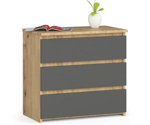 AKORD Commode CL-3 avec 3 tiroirs | Commode Classique pour La Chambre, Salon | Meuble de Rangement | L60 x H57 x P35 cm | Poids 26 kg | Chêne Artisanal