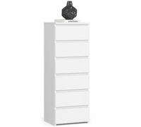 Akord Commode haute 6 tiroirs - Blanc