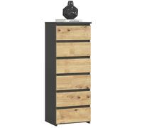 Akord Commode haute - Gris graphite / chêne