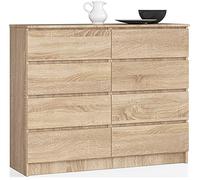 AKORD Commode K-120 avec 8 Tiroirs | Commode Classique pour La Chambre, Salon | Meuble de Rangement | L120 x H99 x P40 cm, Poids 65 kg | Chêne de Sonoma
