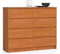 AKORD Commode K-120 avec 8 Tiroirs | Commode Classique pour La Chambre, Salon | Meuble de Rangement | L120 x H99 x P40 cm, Poids 65 kg | Aulne