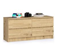 AKORD Commode K 120 cm 4 Tiroirs pour Salon| Chambre | Bureau Salon Design Moderne Fonctionnel Panneau Stratifié 16mm | Couleur Chêne Artisanal