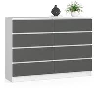AKORD Commode K-140 avec 8 tiroirs | Commode Classique pour La Chambre, Salon | Meuble de Rangement | L60 x H57 x P35 cm | Poids 26 kgGris